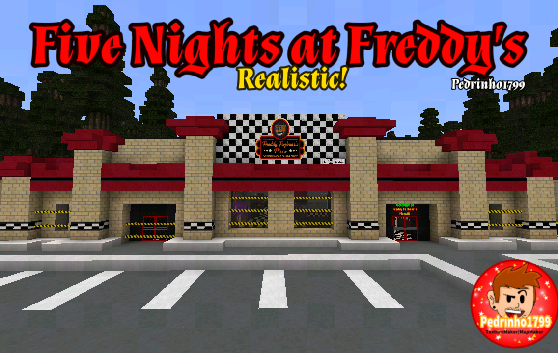 Welcome to Freddy Fazbear's Pizza, where fantasy and fun come to life.  Explore and have fun at this fantastic pizzeria, inspired by the Five Nights at Freddy's game.  Your Minecraft textures are customized with the Game theme.