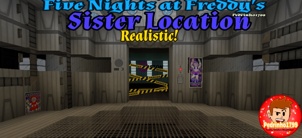 The map is a recreation of the fifth game in the game series, Five Nights at Freddy' Sister Location.  the map doesn't have mechanics like the original game, but it has very interesting mechanics, that you can turn on the light and shock the animatronics.  for them to get back on stage